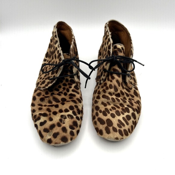 Isabel Marant Shoes - Isabel Marant Etoile Leopard Print Pony Hair Lace Up Booties Size 36 Womens